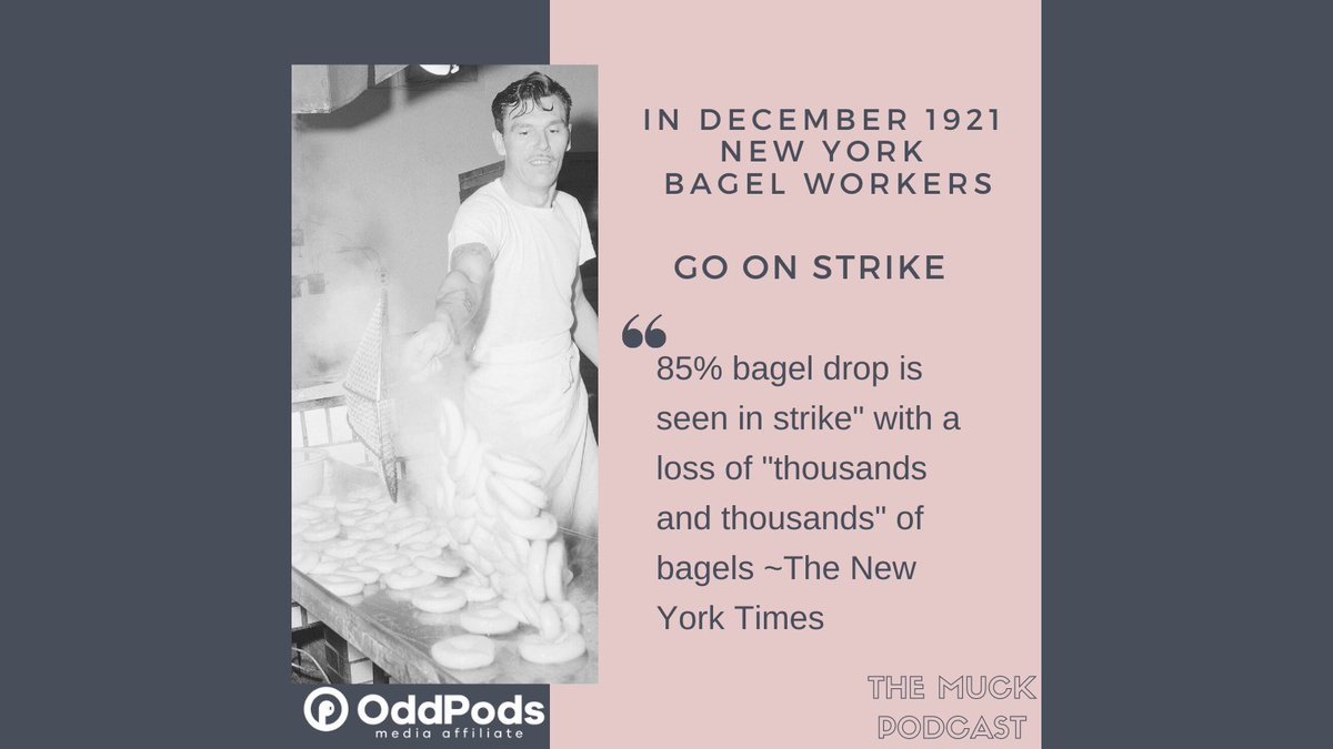 MuckPodcast's tweet photo. Bagels have been a staple in the US since the late 19th Century. BUT a famine hits when NY Bagel workers strike for more dough. 🔪🥯🏛️

https://t.co/PvEYDYgaD0

#bagel #bagelstrike #union #unionsmatter #livingwage #strike #workersunite #tunein #politicalpodcast https://t.co/fc8WocJgHg