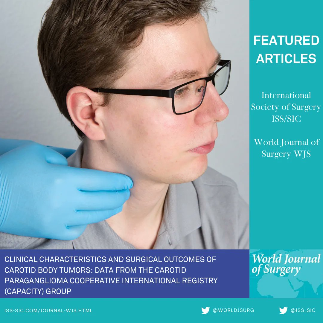iss_sic's tweet photo. 📘 Clinical Characteristics and Surgical Outcomes of Carotid Body Tumors: Data from the Carotid Paraganglioma Cooperative International Registry (CAPACITY) Group 
➡️ https://t.co/Rc85Lf2FFj    FEATURED ARTICLE by #WorldJournalOfSurgery 
🚩https://t.co/U20502aVhx 
#ISSSIC #sur… https://t.co/Nds7Y3TR4K