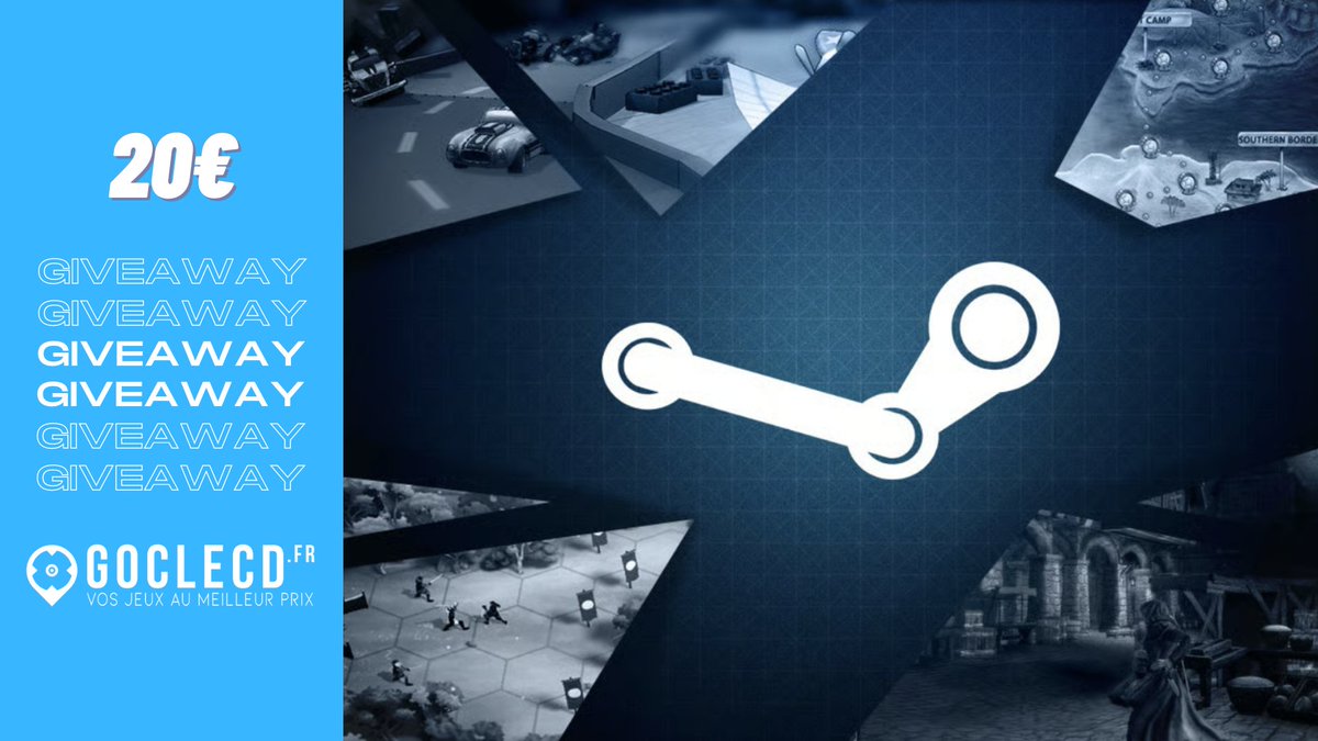 Goclecd's tweet photo. CONCOURS 🎁

Aujourd'hui on vous offre une carte cadeau Steam de 20€ !

• Follow @Goclecd
• RT &amp; Like ce tweet
TAS : 15.01.22 https://t.co/oUpBGZ6fxo
