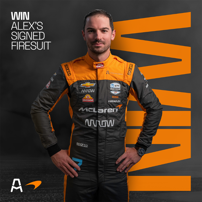 ArrowMcLaren's tweet photo. Don't miss this one. 🤩

Enter now for a chance to win a full-sized firesuit signed by @AlexanderRossi. 👇