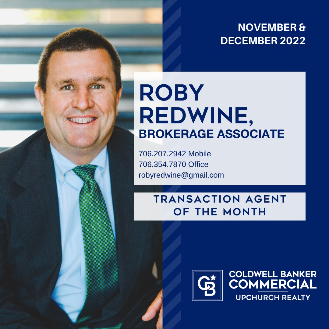 Join us in congratulating Mr. Roby Redwine, CBCUR's Transaction Agent of the Month for both November and December 2022!🍾  
.
.
#agentofthemonth #transactions #cre #commercialrealestate #realestate #athensrealestate #athensga #... facebook.com/66825276661943…