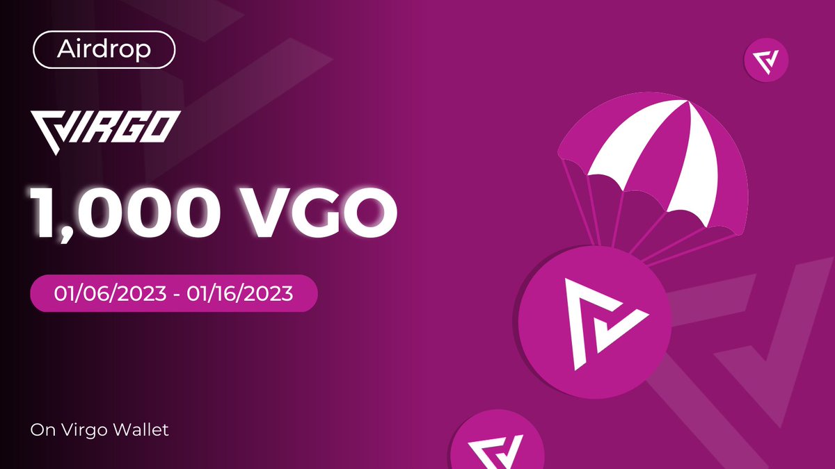 🪂 New Airdrop 🪂

🎁 1,000 $VGO to win on #VirgoWallet

🔹 RT + Follow @virgo_coin
 
🔹 Install the wallet and go to the airdrop section ⬇️

🔗 For Chrome, Brave, and Opera - vu.fr/RKmI

🔗 For Firefox - vu.fr/DAsE

#Airdrops #Crypto #GiveawayAlert