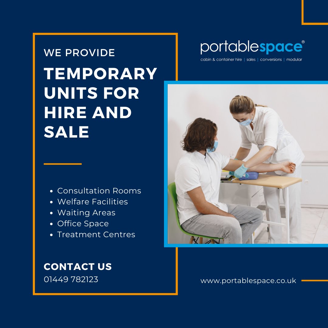 PortableSpace's tweet photo. With the significant increase in wait times and demand for extra space - many UK NHS hospitals are looking for temporary space.
Please contact our team on 01449 782123 or email web@portablespace.co.uk to discuss your requirements #NHS #ModularBuildings #temporarybuilding https://t.co/TxM5KiS3Y1