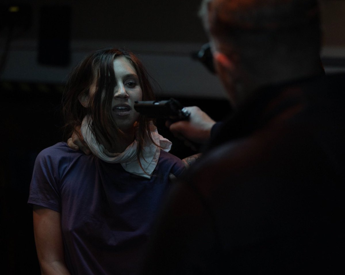 Sophia (Lara Pictet) is grilled by Yakveni (Danny Bear) in our elevated revenge thriller RENEGADES - 🇺🇸 NOW \ 🇬🇧 Digital 30th January + DVD 6th February via <a href="/101FilmsUK/">101 Films</a>