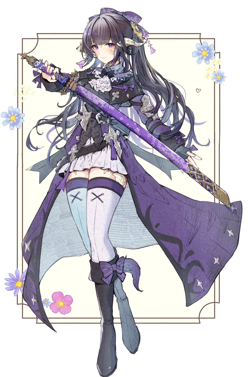 avatar (ff14) 1girl solo au ra weapon long hair thighhighs boots  illustration images