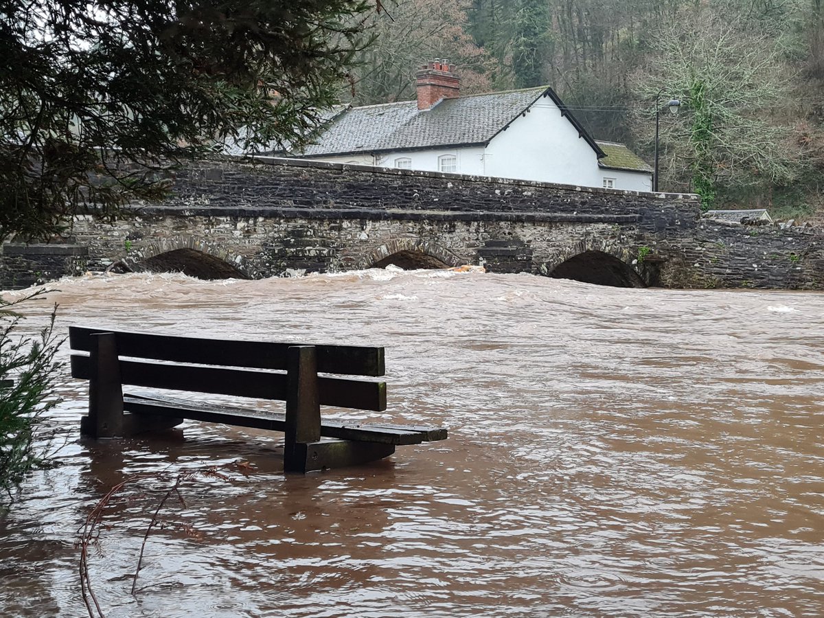 DanJamesENPA's tweet photo. A little moist on #Exmoor today... Learning to hurdle over the #flood barrier into my office! #CommutingViews @bbcweather @ITVCharlieP https://t.co/GDHKs9FEUX