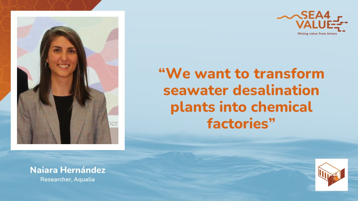 Sea4value's tweet photo. Let's get to know our partners better!👇
@aqualia will be in charge of validating the technologies of the #Sea4Value project in order to extract #minerals and #metals from real seawater in a 40 feet container located in a desalination plant. 🌊⚗️ https://t.co/CKyok3UqJG