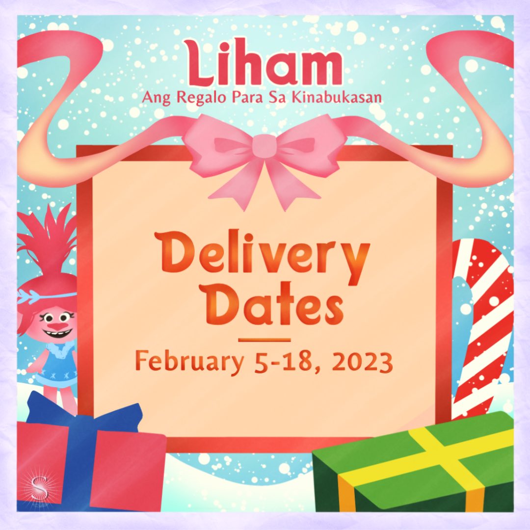 SAMPAGAMNL's tweet photo. Here we come a-carolling, here we come a-wand'ring— the delivery dates! 🗓️ ✍️

We're just in time to bring the gifts to everybody! 🛷 Don't forget to remember these dates 🚚

#SampagaMNL
#LIHAM
#ParaSaKinabukasan

Caption by: Kin
Pubmat by: Saph https://t.co/tiW6DeI2KQ