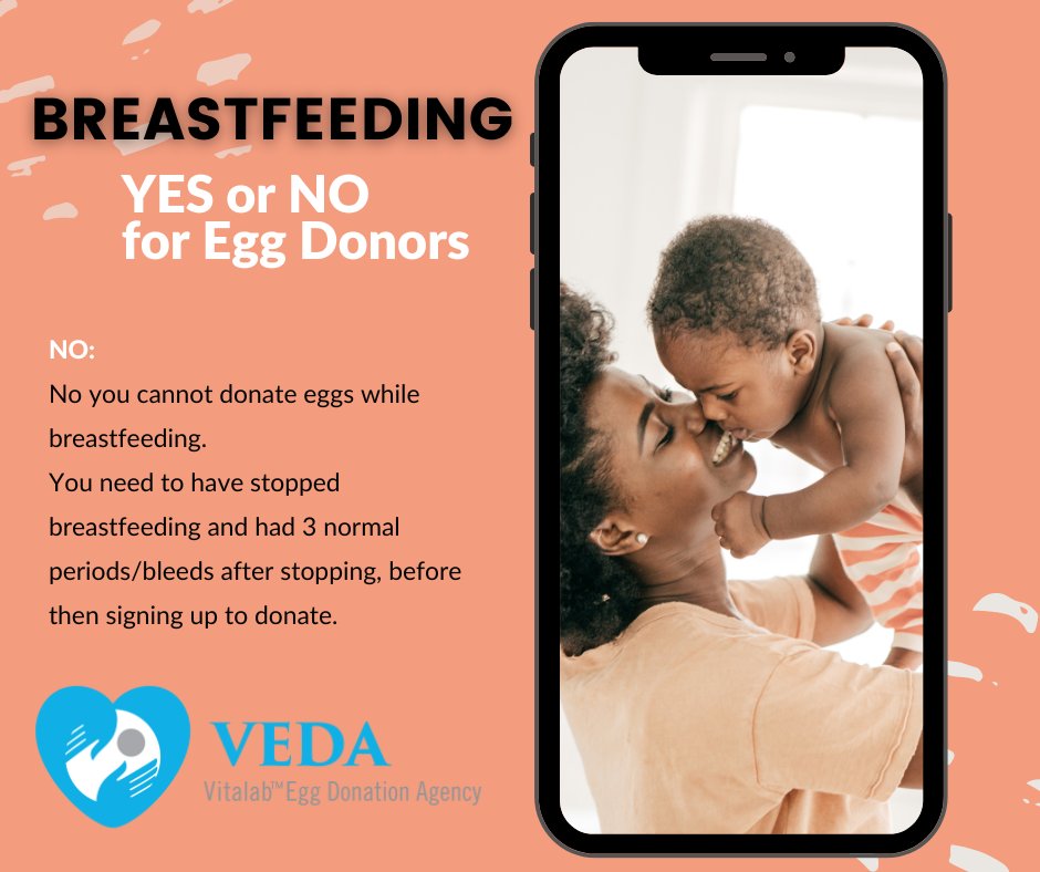 We are often asked if you can donate eggs while still breastfeeding your baby. The simple answer is no. 
veda.co.za #breastfeeding #eggdonor #eggdonation #donateeggs #donatemyeggs #eggdonationagency #infertility #DidYouKnow #womenshealth #bethechange #makeadifference
