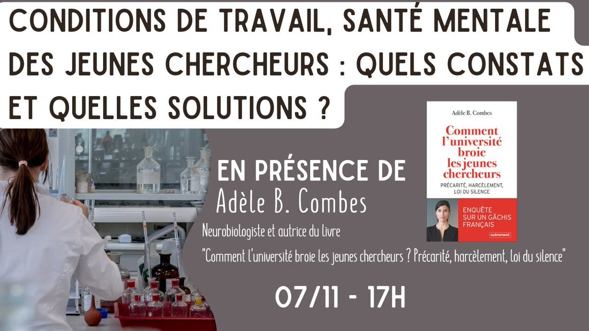 Céapsy Île-de-France (@ceapsy_idf) on Twitter photo 🧠📺<a href="/Coscience34/">Cosciences</a> présente une conférence sur la #santémentale des jeunes #chercheurs, en présence d'Adèle B. Combes, neurobiologiste et autrice
▶️bit.ly/3tbgaKO
@Vies_de_these <a href="/EdAutrement/">Editions Autrement</a> <a href="/svb_off/">Santé vous bien ! Ici on ne se thèse pas.</a> <a href="/SantepsyJ/">Santé Psy Jeunes</a> <a href="/La_FAGE/">FAGE</a> 🧠📺<a href="/Coscience34/">Cosciences</a> présente une conférence sur la #santémentale des jeunes #chercheurs, en présence d'Adèle B. Combes, neurobiologiste et autrice
▶️bit.ly/3tbgaKO
@Vies_de_these <a href="/EdAutrement/">Editions Autrement</a> <a href="/svb_off/">Santé vous bien ! Ici on ne se thèse pas.</a> <a href="/SantepsyJ/">Santé Psy Jeunes</a> <a href="/La_FAGE/">FAGE</a>