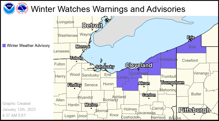 NWSCLE's tweet photo. Since the big winter storm in Dec, there has not been much winter to speak of. That changes for some tonight when rain changes to snow and persists through Friday. Despite some higher totals, the forecast is over a 30hr period. A Winter Weather Advisory is in effect. #ohwx #pawx https://t.co/aoVcgbjbFo
