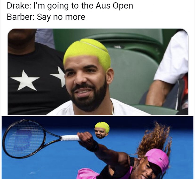 Smiddge's tweet photo. @Stake It’s the final round and @Drake gets hit with a LOB and returns it with a drop shot and the opponent is flabbergasted. Drake has won the 2023 #AusOpen men’s tournament, winning a whopping $2.9m - if that ain’t a max win then I don’t know what is! https://t.co/0tRHpsZqpo
