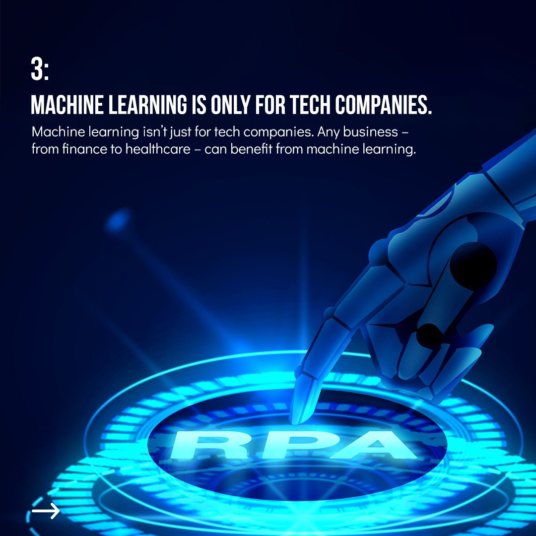 Machine learning is a potent tool that is transforming the way businesses operate. Here are some of the most common myths about machine learning:
.
.
#machinelearning #businessoperation #techcompanies #replacehuman #machinelearningengineer #MachineLearningTechnology #arhamsoft