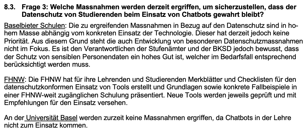 JanKirchmayr's tweet photo. Von der Regierung wollte ich heute wissen, wie die Schulen und Universitäten mit ChatGPT umgehen sollen. Hier die Antworten der Regierung. 
Für mich ist klar: Abwarten ist keine Option. Die Schulen benötigen klare Anweisungen, wie mit Chat-Bots umzugehen ist. https://t.co/4QAQp7zFpe