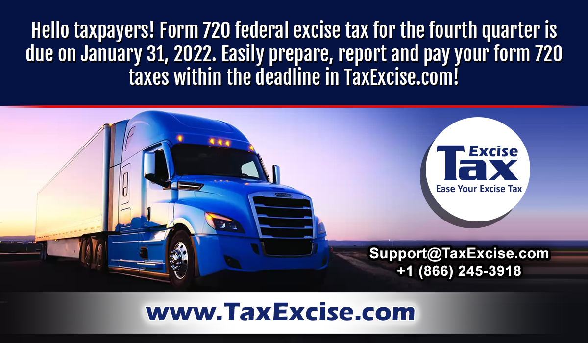 Taxexcise's tweet image. Federal excise tax form 720 for the fourth quarter is due on January 31, 2023. More Visit at: blog.taxexcise.com/form-720-for-t…
#TaxExcise #form720 #efileform720 #taxreturn #federalexcisetax #fourthquarter #duedate #january31st #january2023 #quarterly #deadline  #efiling #registernow
