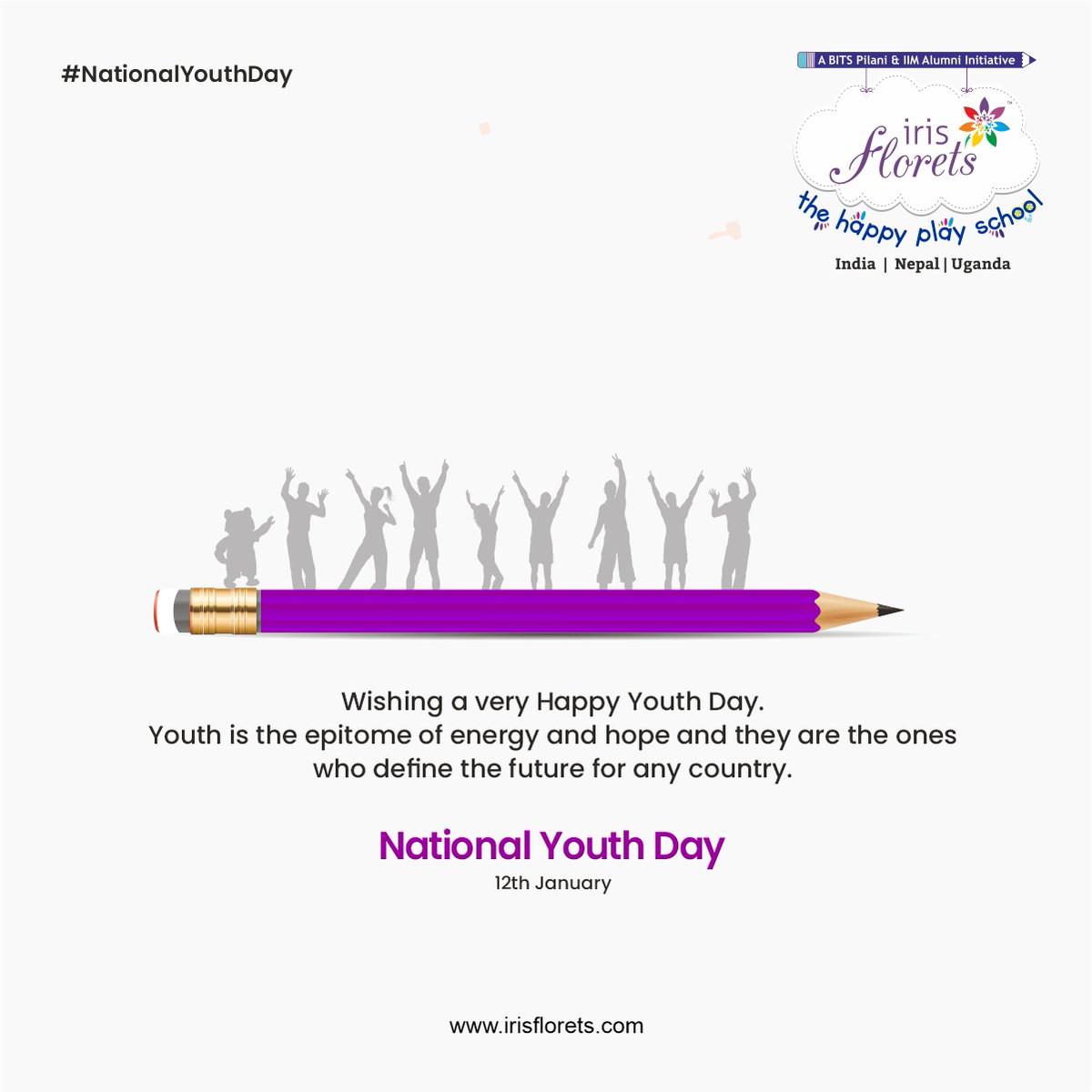 IrisEducare's tweet photo. “Believe in yourself and the world will be at your feet.” - National Youth Day ! 👨‍🎓 
#playschoolinhyderabad #bestplayschoolinhyderabad #hyderabadplayschools #bestpreschoolofhyderabad #topplayschoolinhyderabad #irisfloretsplayschool #irisflorets #bestpreschool #nationalyouthday https://t.co/rNccd2BHbF