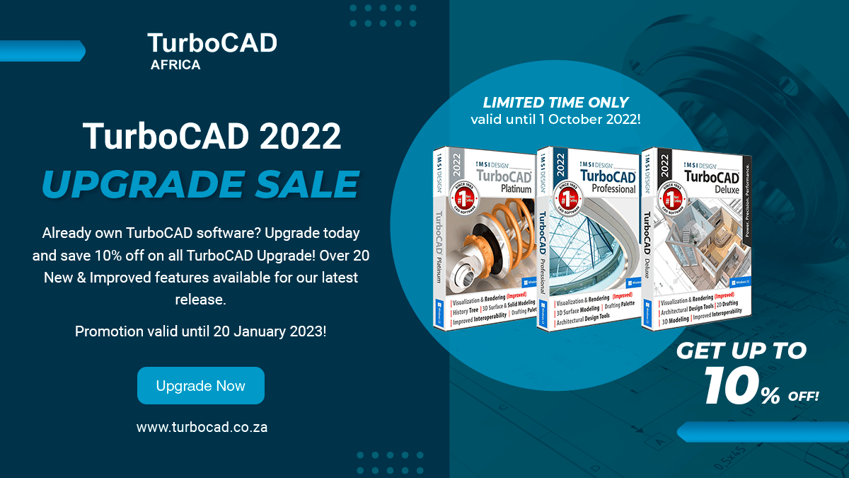 TurboCAD_Africa's tweet photo. Upgrade your existing TurboCAD 2021 or any older version of your TurboCAD to the latest TurboCAD 2022!

Upgrade today and get 10% off on all TurboCAD 2022 Upgrades!

🔼Upgrade Now: https://t.co/1VCGUhR2m0

#TurboCAD #TurboCAD2022 #CADSoftware #3Modeling #2DDesign https://t.co/5zHiy7Lgc3