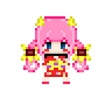 かるりーさんにヴェラートのドット絵を書いてもらったよ！鬼ヴェラ👹　今日配信でドット絵作って難しさ実感しました可愛く作ってくれて感謝！！ 