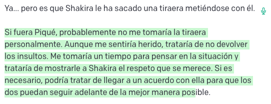 ramosdenaranjo's tweet photo. Todo un diplomático este #ChatGPT con la tendencia de #Shakira y #Piqué por la última canción 😄 https://t.co/oUpVKxBbKy