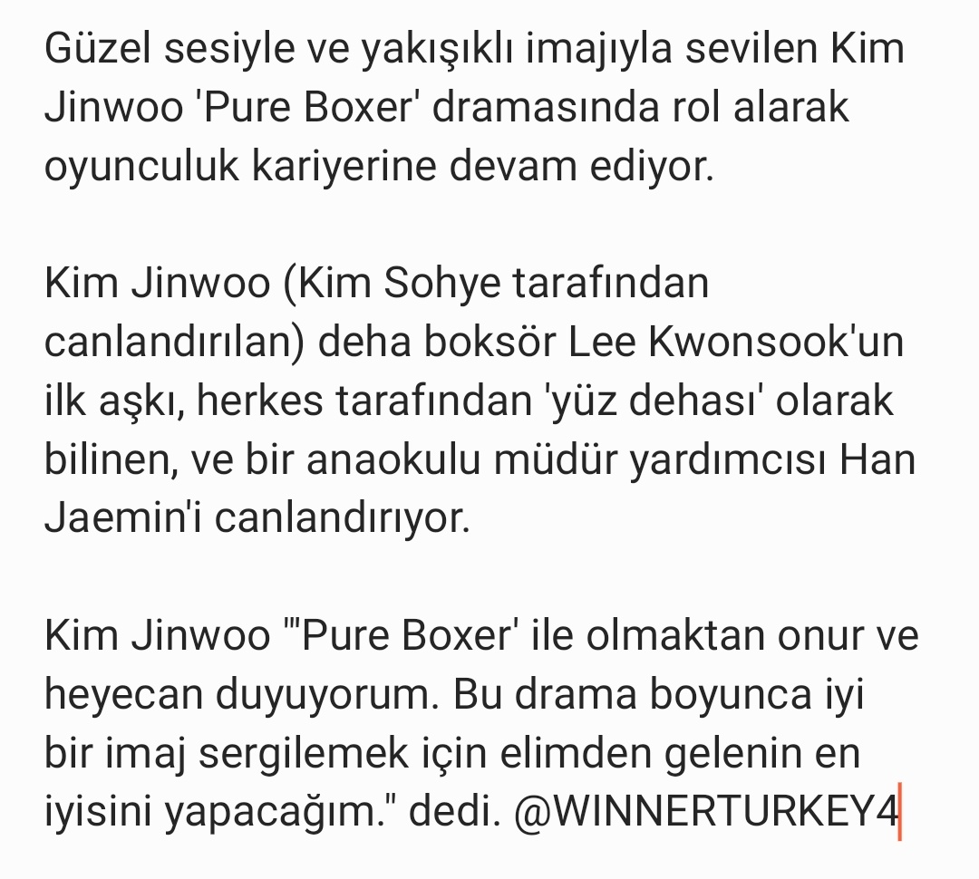 WINNERTURKEY4's tweet photo. [MAKALE] 230112 Güzel sesiyle ve yakışıklı imajıyla sevilen Kim Jinwoo 'Pure Boxer' dramasında rol alarak oyunculuk kariyerine devam ediyor.💙🥺

🔗 https://t.co/yELtdbrxWw
🔗 https://t.co/yfhIVUrIfC

#JINU #김진우 @official_jinu_ #WINNER #위너 @yginnercircle https://t.co/7zBS4NALUC