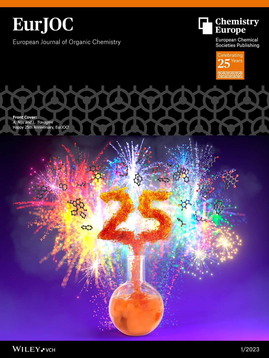 Dear #EurJOC community, here‘s a little riddle for you:
Which molecules are shown on our anniversary cover #EurJOC25 ?
Tipp: Most of them represent long-time supporters of EurJOC😉

To zoom in or browse our fantastic, free-to-read issue 1 ➡️bit.ly/3VGllhK