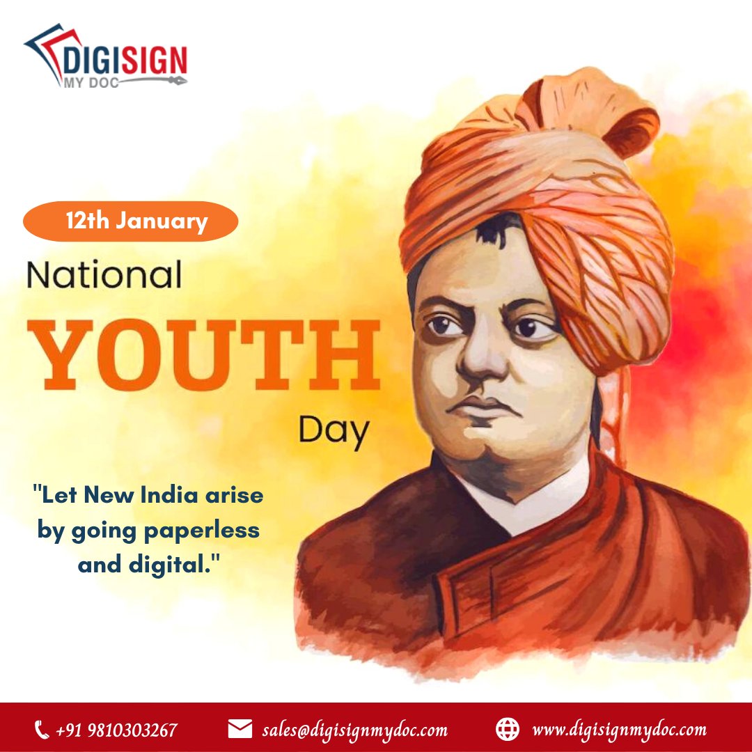 digisignmydoc's tweet photo. Youth are the driving force behind the country's efforts to make it a brighter and better place to live! @digisignmydoc wishes you a Happy National Youth Day!
#digisignmydoc #digitalsignature #Vivekananda
#NationalYouthDay #nationalyouthday #nationalyouthday2023 #Digitalindia https://t.co/OSrIPPcWpa