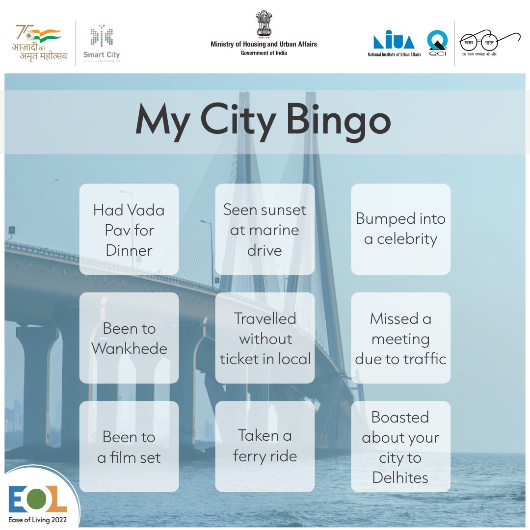 To all the Mumbaikars, let's BINGO! Share your opinion: buff.ly/3hzBYxt #easeofliving2022 #YeMeraSheharHai #MyCityMyPride