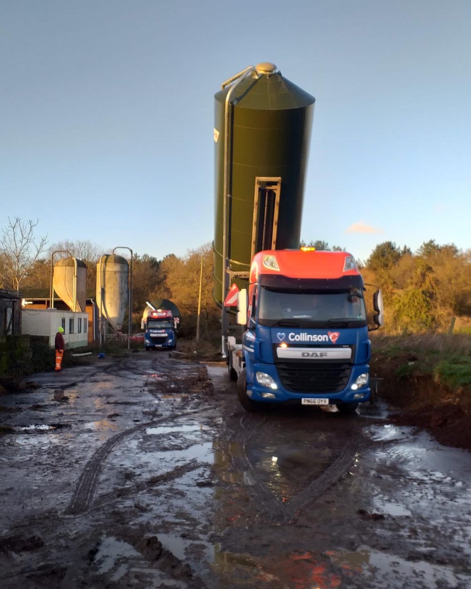 CollinsonAgri's tweet photo. Look at the size of these 😵
Yesterday we to delivered three massive silos to Worcester to store raw materials for on site Mill n Mixing of finished diets.
Silos 1 & 2 can hold approx 50t, Silo 3 around 40t.
#FeedingEfficiency #BackBritishFarming #MadeInBritain https://t.co/CKLxXpM8ZH