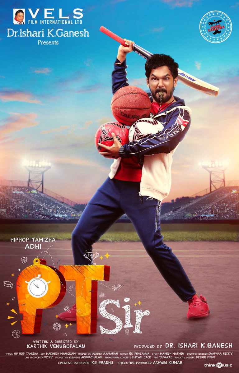 Karthik Venugopalan (@karthikvenu10) on Twitter photo Extremely Happy to share the first look of my directorial HHT#7 - PT Sir… Thanks to <a href="/IshariKGanesh/">Dr Ishari K Ganesh</a> sir , <a href="/Ashkum19/">Ashwin Kumar</a> bro and Our beloved PT sir <a href="/hiphoptamizha/">Hiphop Tamizha</a> 🎾🏀🏏⚽️❤️🔥
#PTsir #PTsirFirstLook Extremely Happy to share the first look of my directorial HHT#7 - PT Sir… Thanks to <a href="/IshariKGanesh/">Dr Ishari K Ganesh</a> sir , <a href="/Ashkum19/">Ashwin Kumar</a> bro and Our beloved PT sir <a href="/hiphoptamizha/">Hiphop Tamizha</a> 🎾🏀🏏⚽️❤️🔥
#PTsir #PTsirFirstLook
