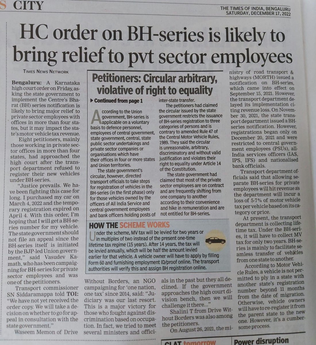 wanderingdevils's tweet photo. @tdkarnataka @nitin_gadkari @CMofKarnataka @MORTHIndia
Even after High Court Order, its unfortunate that KA RTO has not agreed &amp; has not started this till date.
Today, one car dealer denied saying Bangalore RTOs not doing BH Registration for Pvt Sector employees.
#BH #OneRoadTax https://t.co/N0qIoOun9o