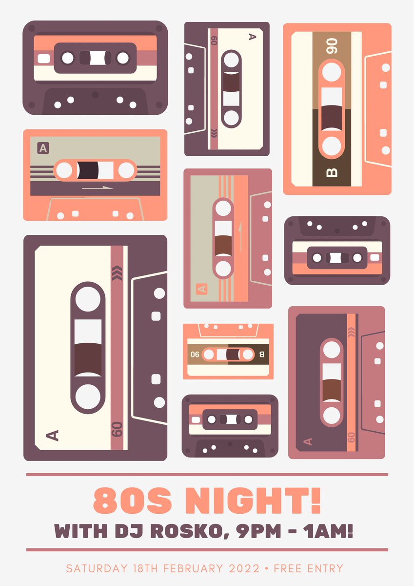 🔥 80s Night RETURNS! 🔥 

Saturday 18th February from 9pm until 1am! 

With DJ ROSKO! 🪩 

#Crowborough #DJ #80sNight