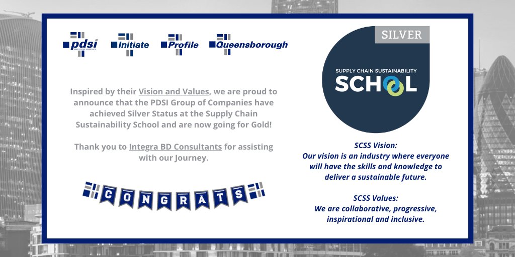 Pound to announce the <a href="/PDSICC/">PDSI</a> Group of Companies have achieved Silver status with the <a href="/SupplyCSSchool/">Supply Chain Sustainability School (UK)</a>  and are now going for Gold.
Thank you to integrabdconsultants.com and <a href="/tessalea75/">Tessa Chesney</a> at <a href="/initiate_cl/">Initiate Consulting Limited</a> for your assistance.
#sustainablefuture