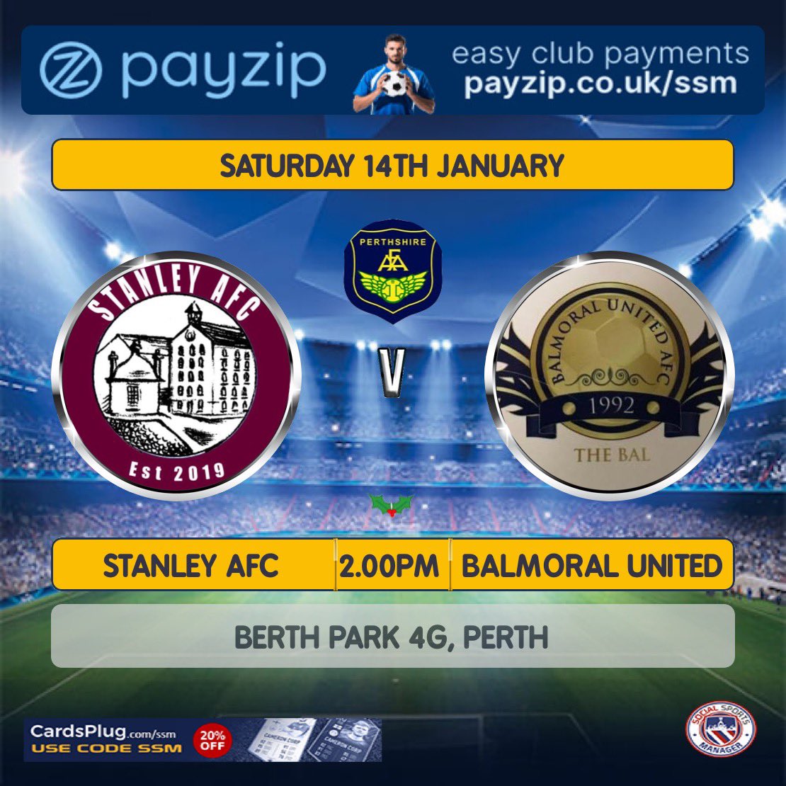 Next Fixture:

📅 - 14 Jan

🏆 - PAFA 2nd Division 

🆚 - Stanley AFC 

📍 - Bertha Park 4G, Perth

⏰ - 2.00pm

All support welcome and appreciated. 

You can also follow us on Instagram 👉🏻 @balmoralunitedafc

Facebook 👉🏻 Balmoral Bill

MTB