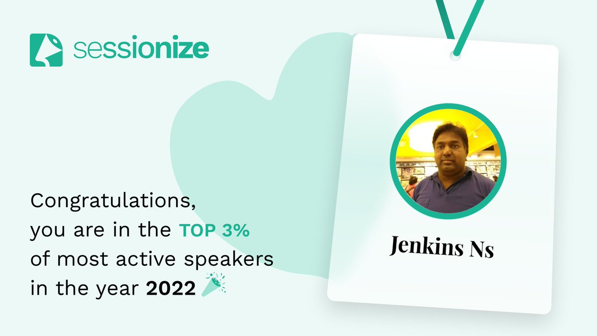 jenkinsns's tweet photo. 🥰 Awesome year 2022, Great to be in the top 3% most active Speakers. Very interesting that it is #one of 372 from all over the world. Thank you @SessionizeCom for this amazing badge. #communityrocks #Microsoft #jpower4 #loveit #happy #india #Tamilnadu #m365 #m355development https://t.co/pQBKNNuFpe