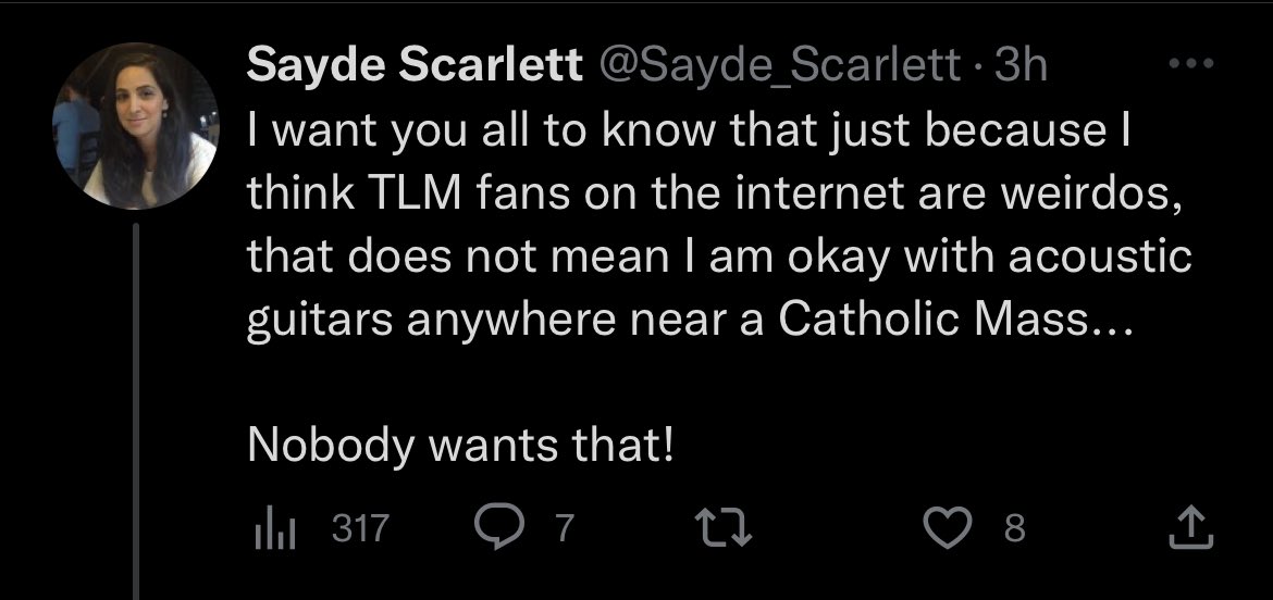 @Sayde_Scarlett @doozerty @luddite__jimbo Is this another joke? You aren’t even remotely amusing. Stop slinging arrows & insults like calling people weirdos or implying brains attending TLM are deficient. Then some might hear you.