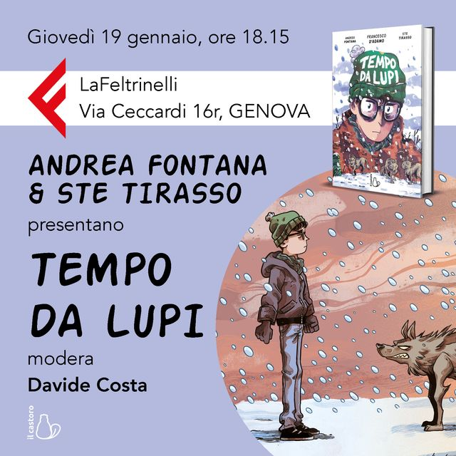 Baphomouse's tweet photo. Giovedì 19 a Genova, presso LaFeltrinelli alle 18:15, parlerò con Andrea e @stetirasso di Tempo da Lupi, fumetto uscito per il @ilcastorolibri scritto e disegnato dal dinamico duo. Primo evento dell'anno per me, dai che si ricomincia a fare cose e vedere gente. Vi aspettiamo. https://t.co/I6LPhaOkxF