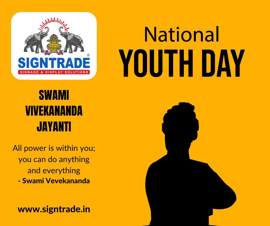 SIGNTRADE_INDIA's tweet photo. To the heroes of tomorrow, to the energies that will define the future. Wishing you a very warm and Happy National Youth Day.
- https://t.co/mVQgeQnYtE

#youthday #worldyouthday #internationalyouthday #globalyouthday #nationalyouthday #WorldYouthDay2023 #indianyouthday https://t.co/ajpB9awYp0