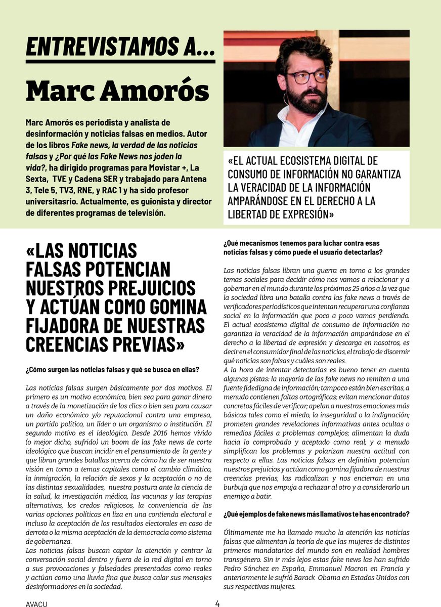En el último número de nuestra revista #TodoConsumo <a href="/Marc_Amoros/">Marc Amorós</a> y <a href="/gominolasdpetro/">Miguel A. Lurueña</a> nos hablan sobre noticias falsas y redes sociales. ¡No te pierdas sus entrevistas! 👇 

📰Puedes descargar la revista completa en avacu.es/detalle-todoco…