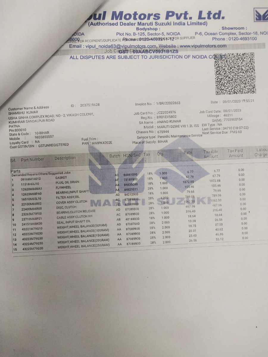 mitsglobals's tweet photo. GST is our Right?
But Vipul Maruti Said No!
Kindly Help me 
@GST_Council @Maruti_Corp @MSArenaOfficial @MORTHIndia @FinMinIndia https://t.co/eNlRt9u2eZ