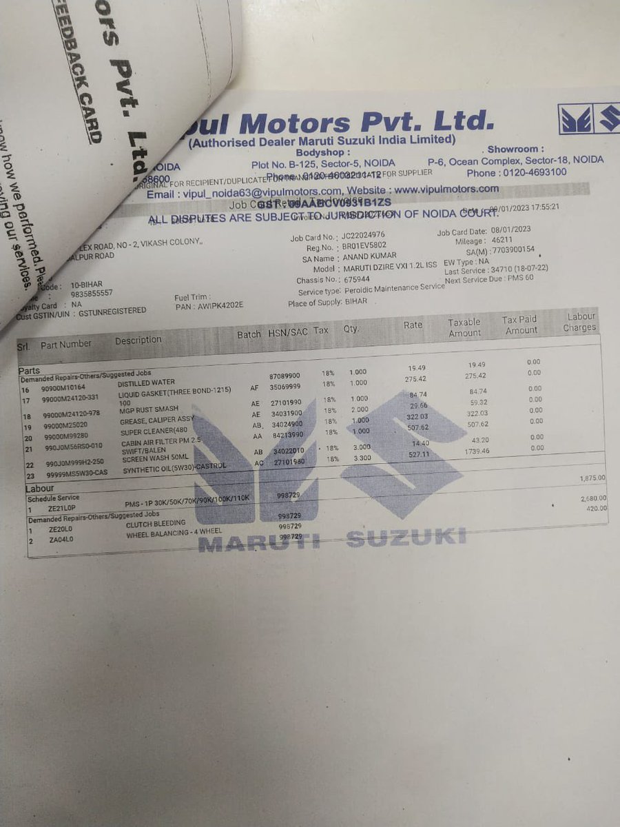 mitsglobals's tweet photo. GST is our Right?
But Vipul Maruti Said No!
Kindly Help me 
@GST_Council @Maruti_Corp @MSArenaOfficial @MORTHIndia @FinMinIndia https://t.co/eNlRt9u2eZ
