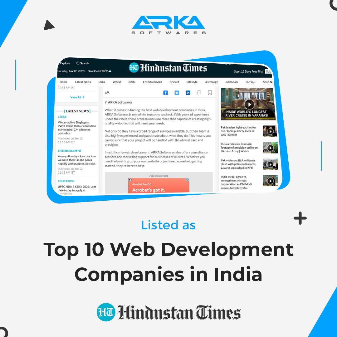 softwaresarka's tweet image. Hindustan Times recognized Arka Softwares in the Top☝🏻10 Web Development Companies in India.

Check out the List:👇🏼

hindustantimes.com/brand-stories/…

#webdevelopment #webdevelopmentcompany #topwebdevelopmentcompany #arkasoftwares #topcompanies