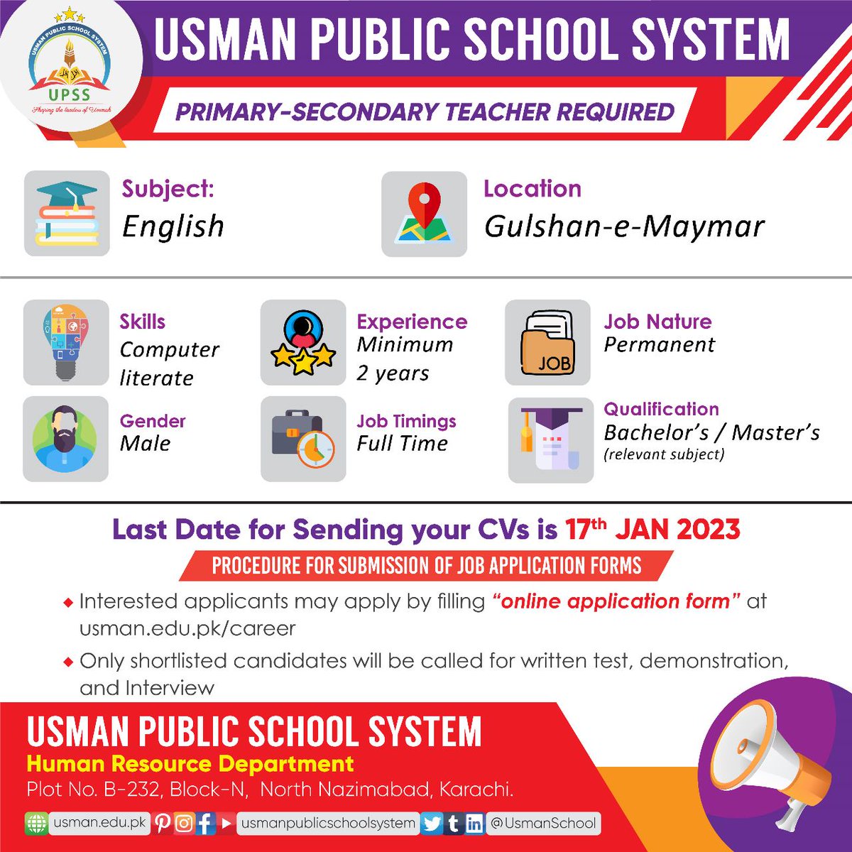 #secondry #teacher #UPSS #Usmanians #KarchiJobs #teacherjob #teacherjobs #teachingjobs #teacher #teacherlife #entrepreneur #teachingjob #job