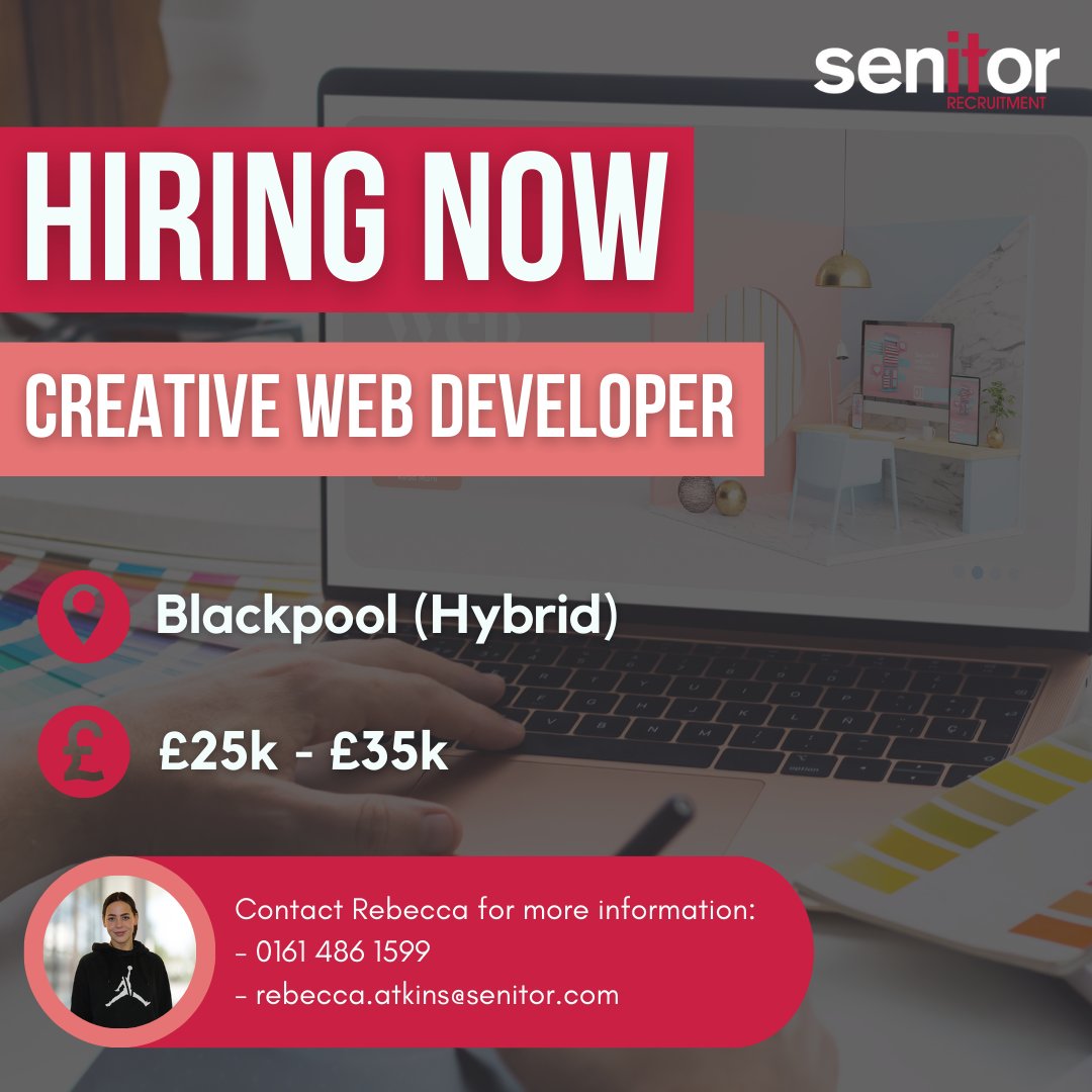 SenitorIT's tweet image. #Hiring #CreativeWebDeveloper in #Blackpool #Hybrid
20 year old company that invests in Health & Leisure, Sustainability and Development companies. They own and manage various different brands making your role dynamic and unique!⭐
Apply here: ow.ly/SInB50MoLez