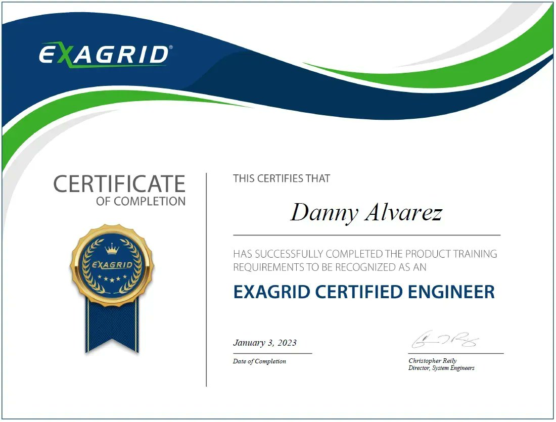 First certification of 2023... Exagrid Certified Engineer

#exagrid #storage #landingzone #repositorytier #commvault #veeam #dataprotection #compliance #cloudtier #immutablecopies #ransomware #scaleout #fastrecovery #fastrestore #timelock @ExaGrid