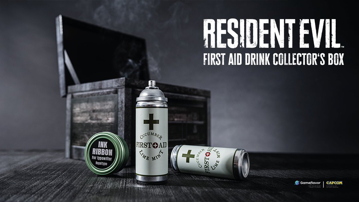 thegameflavor's tweet photo. Exciting news 🎉 The First Aid Drink Collector‘s Box, officially licensed by Capcom, is available for pre-order within the EMEA territory for all Resident Evil Fans! Better be fast 🚀 https://t.co/cBtA6Lvy5Z
#ResidentEvil #Capcom https://t.co/VlBe6hR50h