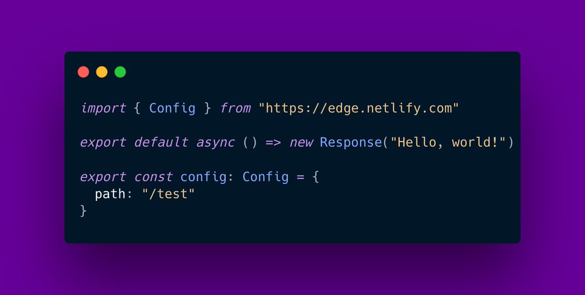 A nice update to Netlify Edge Functions: you no longer need a config file, and can define the matching paths in the source file itself