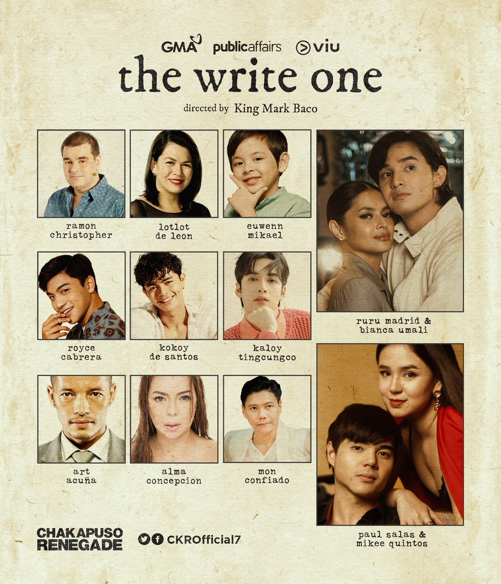 KapusoCrave's tweet photo. Meet the cast of @gmanetwork and @Viu_PH's collaboration project, The Write One ✍️
Starring Ruru Madrid & Bianca Umali, and Paul Salas & Mikee Quintos, catch #TheWriteOne on GMA and VIU's platforms this 2023!
THE WRITE ONE VIU
RUCA THEWRITEONE
#TheWriteOneVIU https://t.co/a7qoox3QCg