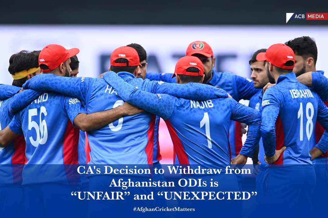 Ihsanullah Danish (@danishzadran10) on Twitter photo I was Shocked by the news that <a href="/CricketAus/">Cricket Australia</a> is not playing the series with us <a href="/ACBofficials/">Afghanistan Cricket Board</a>.
We are free to play cricket, sports and politics should not be tied, so we want to have good relationships with all cricket playing nations without any restrictions. I was Shocked by the news that <a href="/CricketAus/">Cricket Australia</a> is not playing the series with us <a href="/ACBofficials/">Afghanistan Cricket Board</a>.
We are free to play cricket, sports and politics should not be tied, so we want to have good relationships with all cricket playing nations without any restrictions.