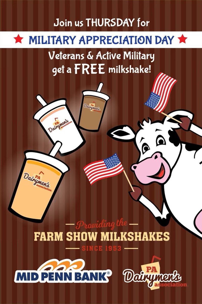 Very appropriate.  At 5:56 am our first breakfast milkshake of the day was served to Terry of Millersburg, Pennsylvania who is a veteran of Operation Desert Storm! Military Appreciation Day sponsored by @MidPennBank .
#Milkshakesmiles70 
🇺🇸🇺🇸🇺🇸🇺🇸🇺🇸🇺🇸