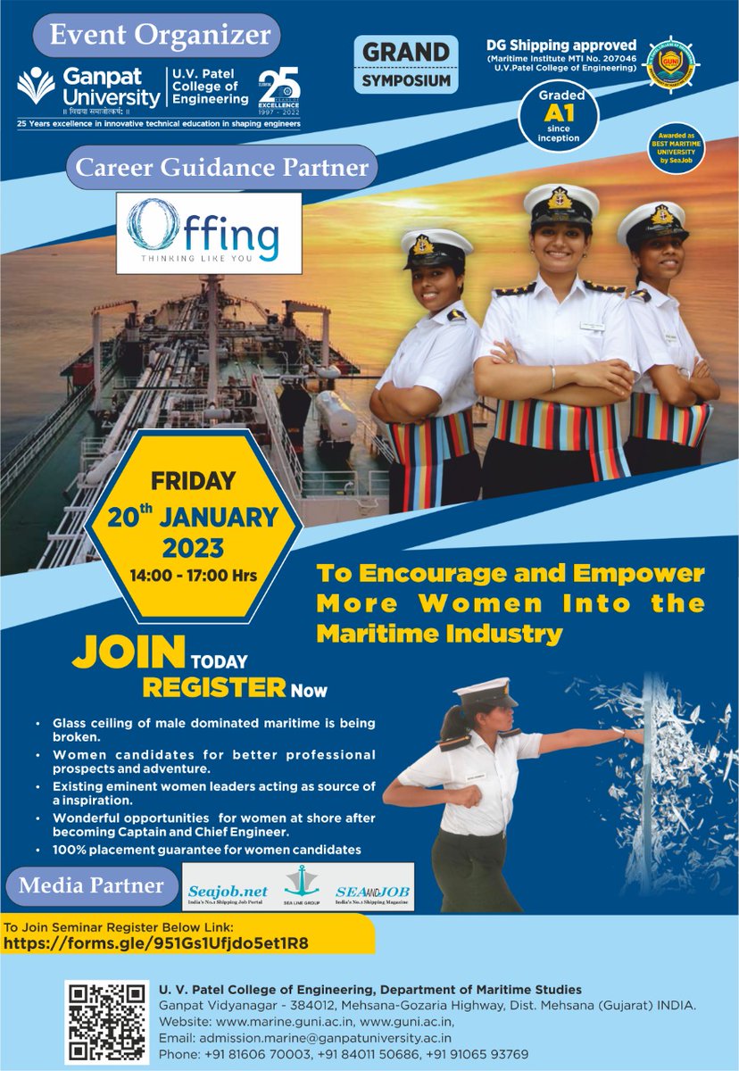 OFFING is glad to be the "Career Guidance Partners" for guiding school and college girls towards a profession at sea !
 #career #maritimeindustry